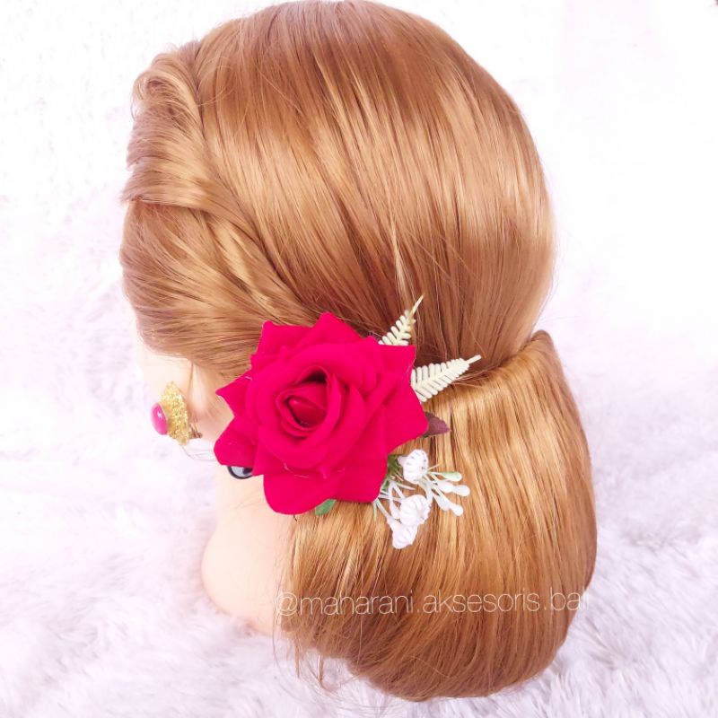 jepit mawar beludru murah / aksesoris hairdo / hiasan sanggul / hiasan hairdo / jepit rambut murah /