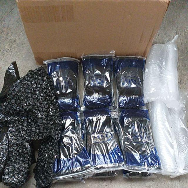 Sendok Garpu 2 In 1 ( 50 Pcs) Warna Hitam / Spork / Half Fork