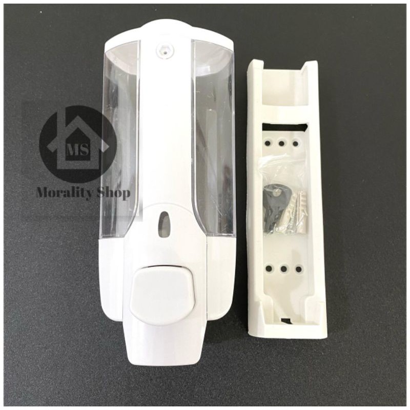 Tempat sabun cair single 350ml PUTIH- Dispenser soap sabun tempat shampo dinding