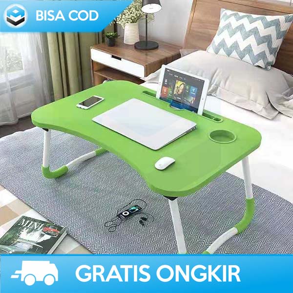 MEJA BELAJAR ANAK BISA DILIPAT PORTABLE DESK TEMPAT MINUM BAHAN KAYU