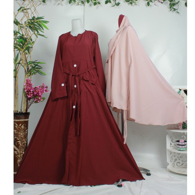 Gamis Set khimar cadar wolfis Kancing ALNA Busana Syari Wanita muslimah fashion style purdah niqob