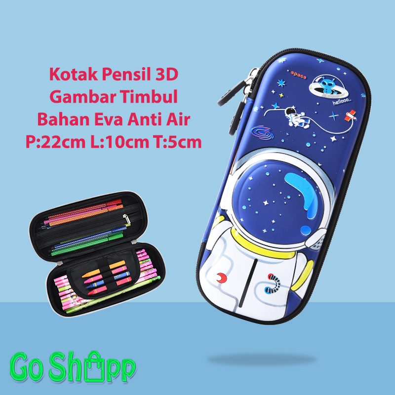 Kotak Pensil 3D Anti Air - Kotak Pensil Anak Import Karakter Lucu - Tempat Pensil Timbul 3D karakter Unicorn Dino Astronot Rocket [KP01]