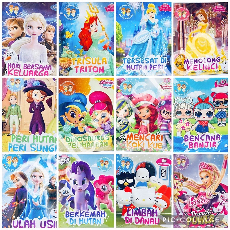 DL420S Fun with 3D Glases buku komik 3D cerita anak karakter + bonus kacamata 3D buku cerita dongeng