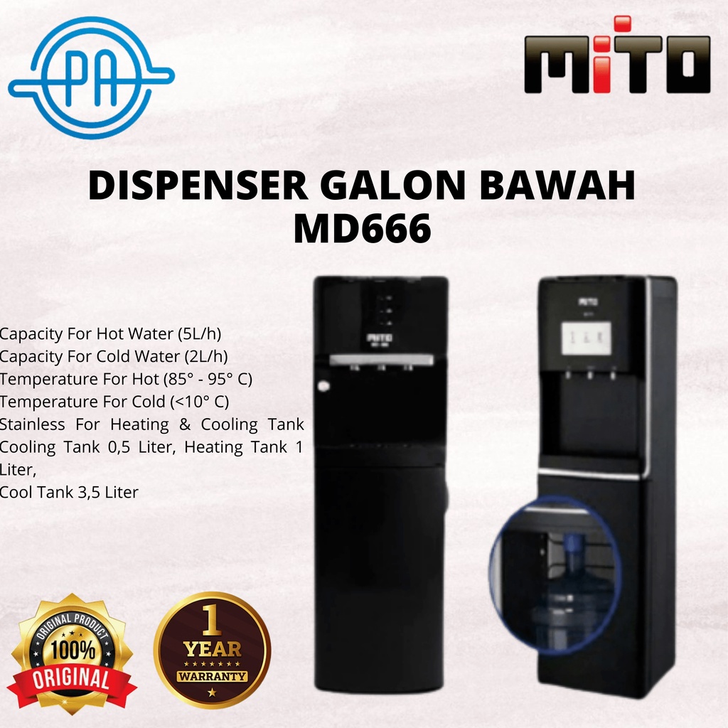Dispenser Galon Bawah MITO MD-666 / MD 666 / MD666