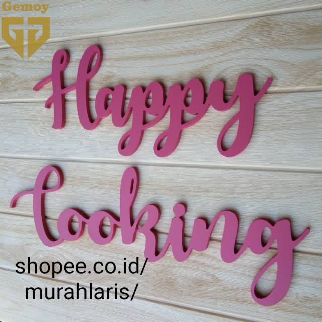 COD HiasanDinding Dapur Ruang Makan Happy Cooking Hiasan Dinding Huruf Tulisan Kayu