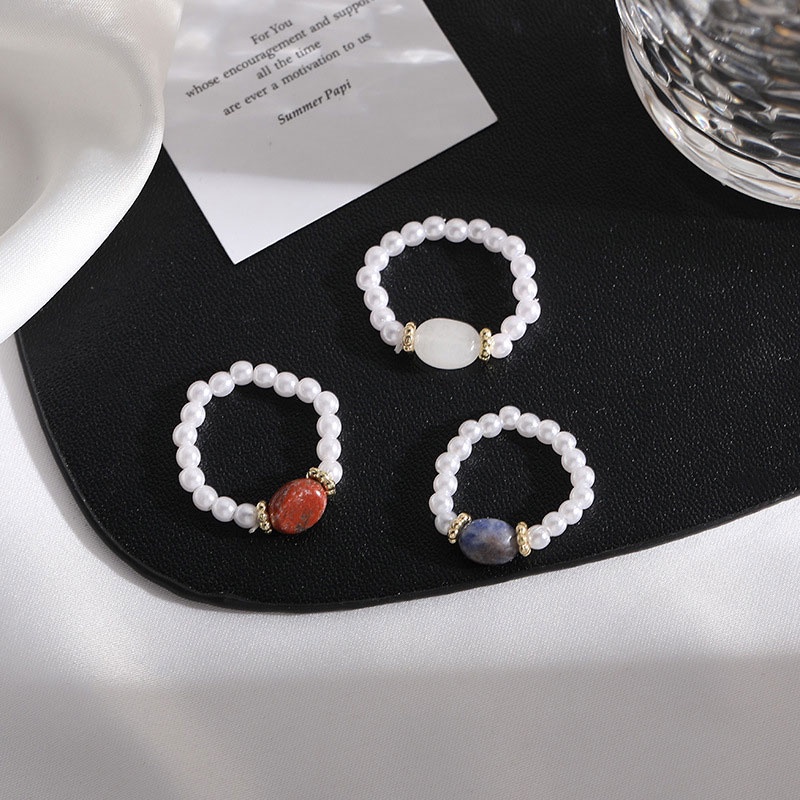 Cincin Mutiara Elastis Adjustable Untuk Aksesoris Perhiasan -PD