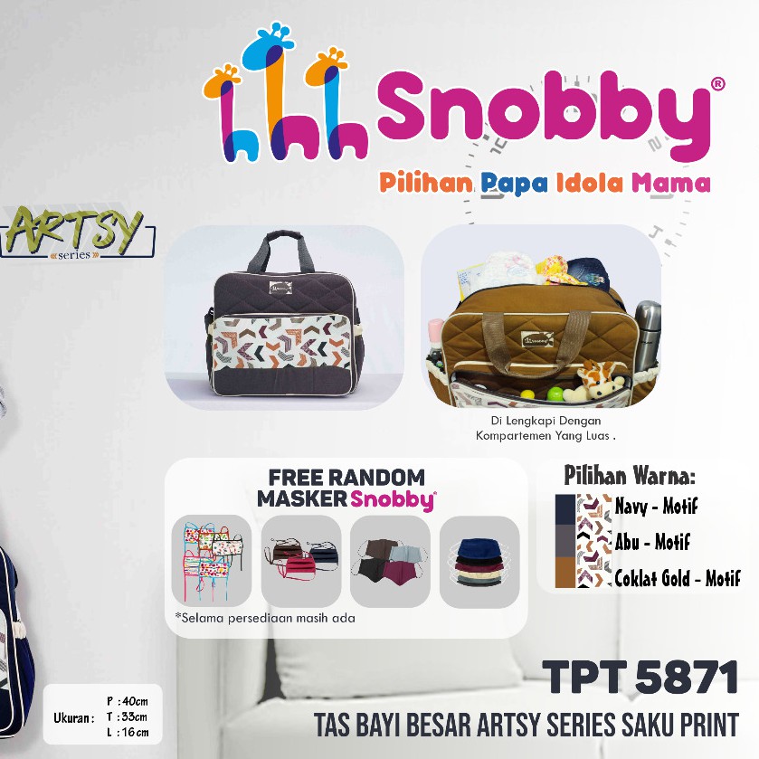 Snobby Tas Bayi Besar Saku TPT 5871 Print Artsy Series//Tas Bayi Kecil Double Sakut TPT 5873 Print Artsy Series