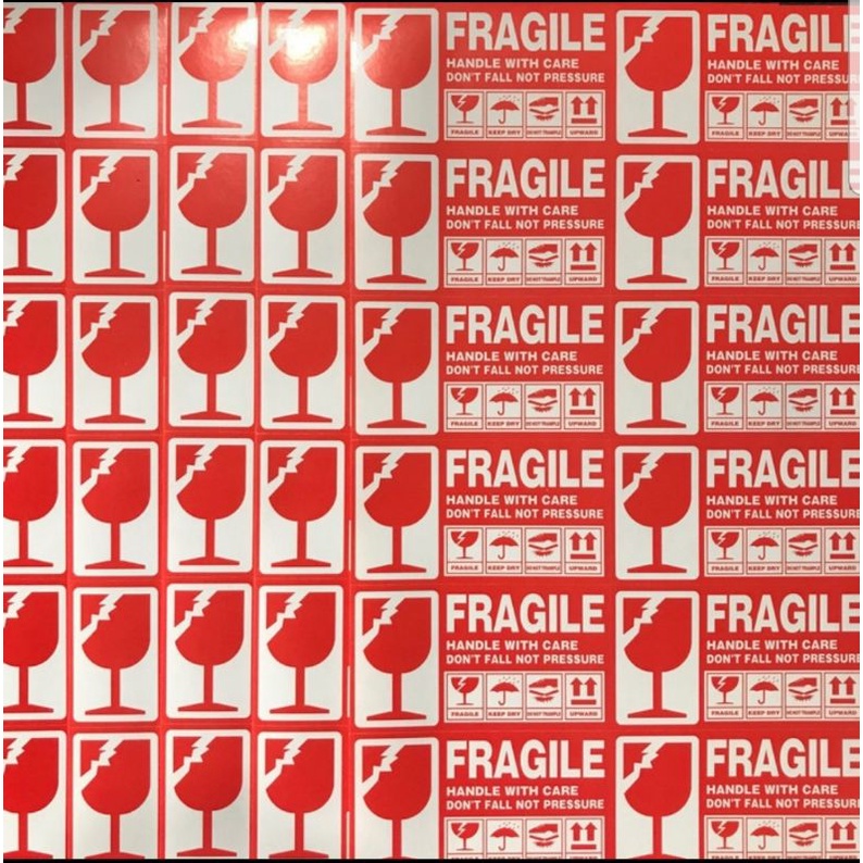 STICKER FRAGILE MENGKILAT GLOSSY 5 x 9 cm