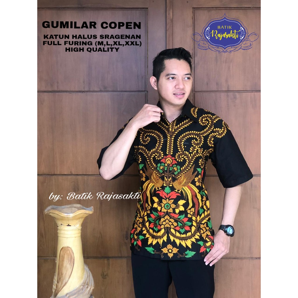 GUMILER COPEN RAJASAKTI KEMEJA BATIK SOLO PRIA LENGAN PENDEK LAPIS FURING ATASAN BATIK PREMIUM MODERN KATUN HALUS BAHUWIRYA  BANAMITRA BANAMITRA PUTIH BANGSAWAN BAYU PUTRA BERLIAN BIRU BHARATAYUDA BIMASENA BIRENDRA BIRU INDAH BRAHMAKERTA BRAHMAKERTA MERAH