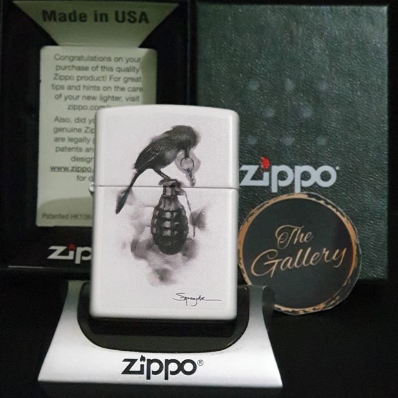 ⭐⭐⭐⭐⭐ 29645 ORIGINAL ZIPPO SPAZUK BIRD GRENADE WHITE MATTE