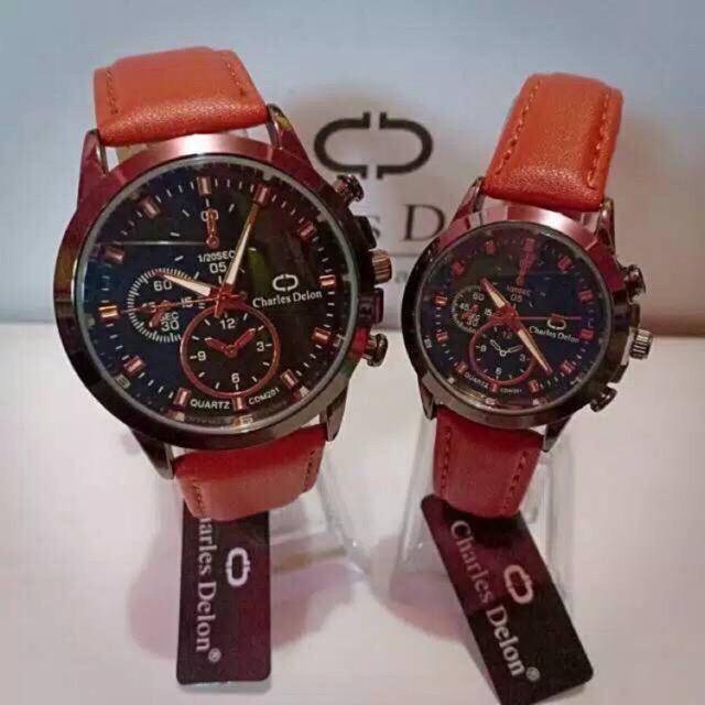 jam tangan couple charles delon original anti air sudah sepasang