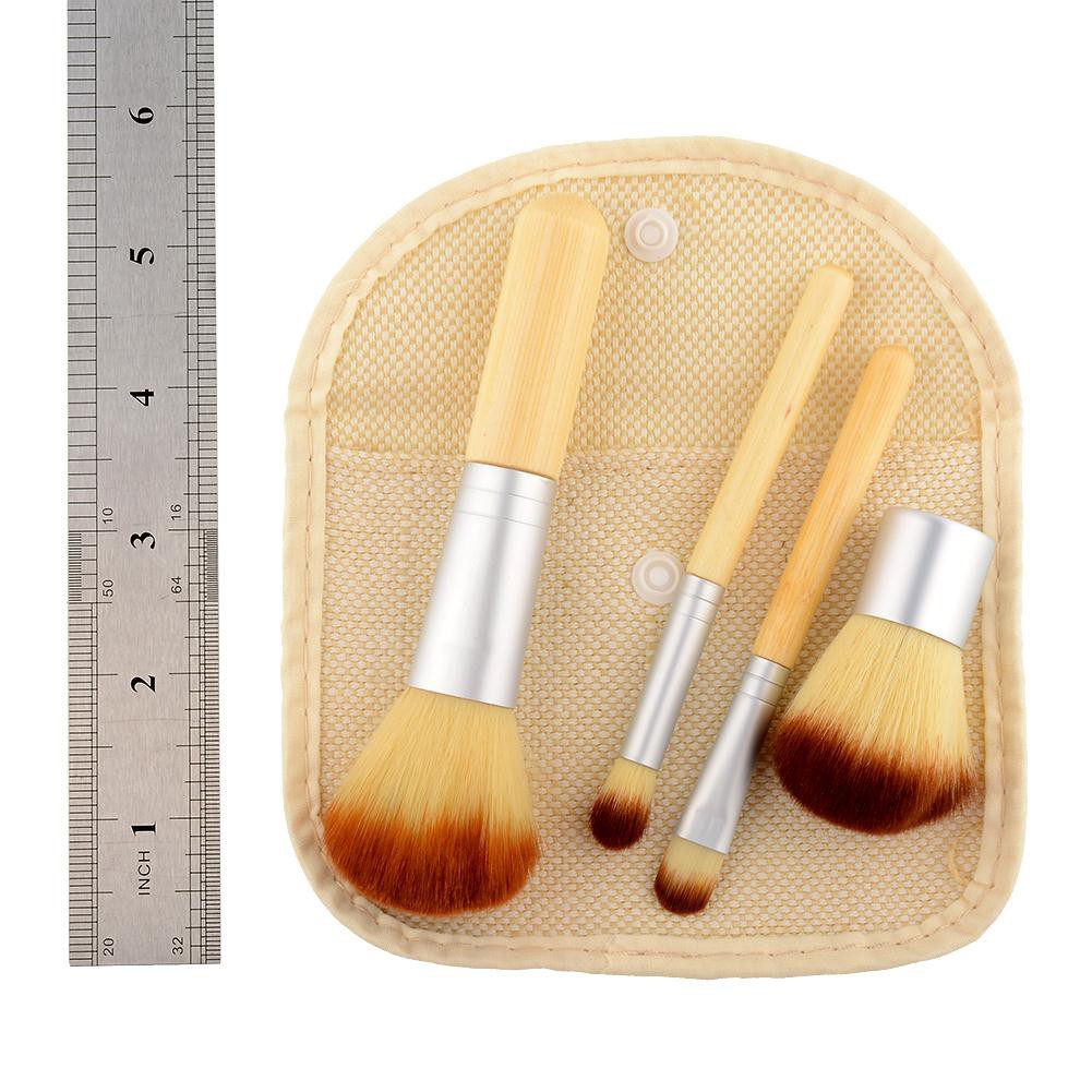 kuas Bamboo Wooden Makeup Brush 4 Set - Make Up Set