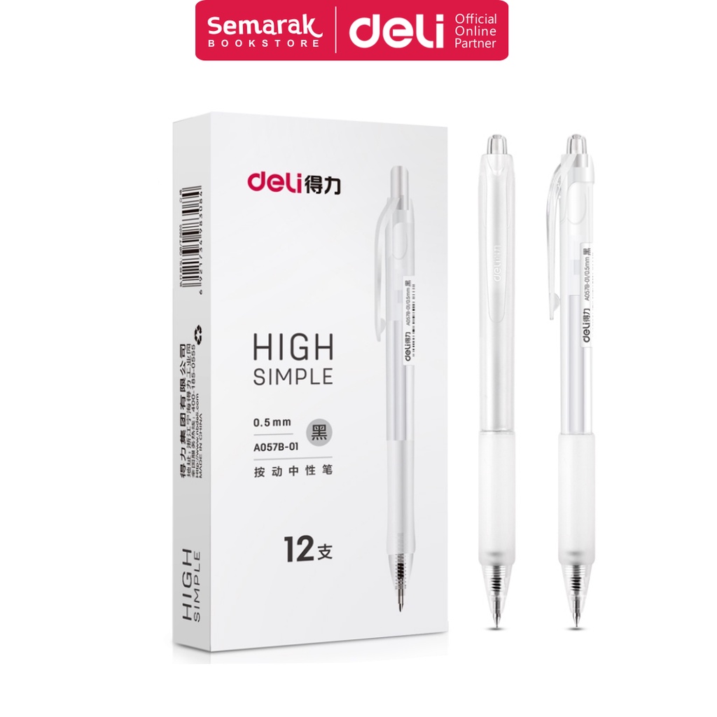 

Deli A057B-01 Retractable Gel Pen Pulpen Jel Cetek 0.5 mm - Black [1 Pack / 12 Pcs]