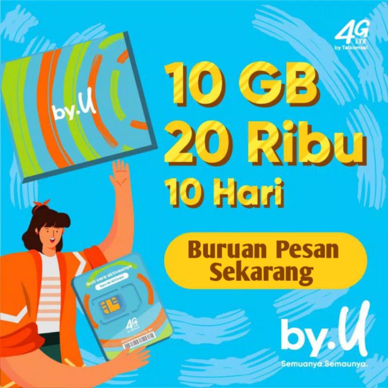 [promo] kartu perdana by. U telkomsel 10GB 20rb