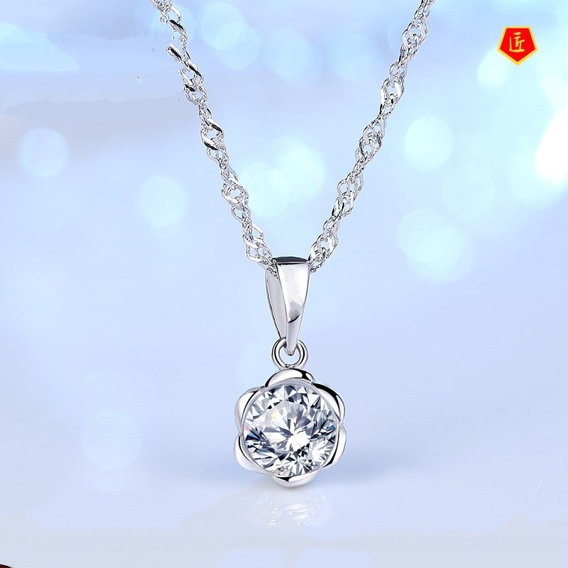 [Ready Stock]Women's Korean-Style Fashion Plum Blossom Pendant Diamond-Studded Necklace Simple Fashion