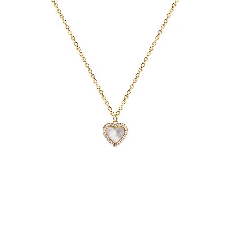 Fashion Korea Simple Gold Necklace Ladies Love Heart Crystal Chain Choker Women Jewelry Accessories