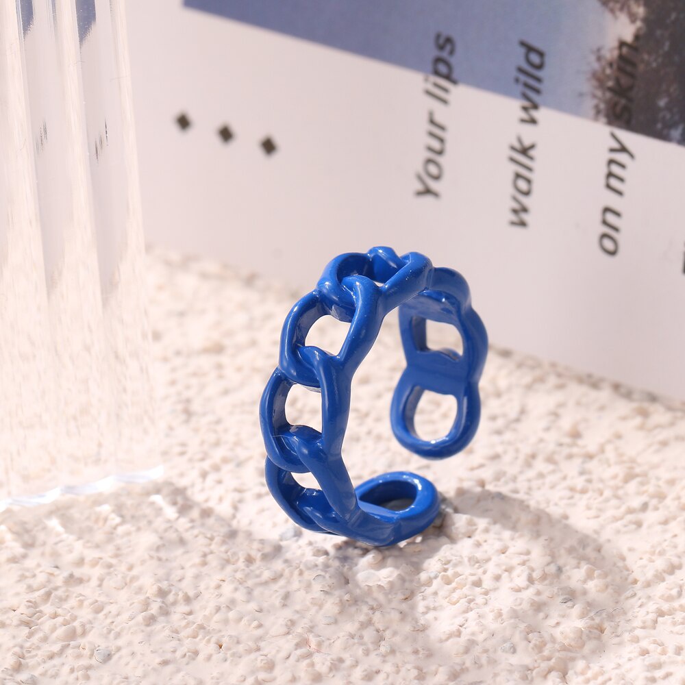 Fashion Creative Colorful Resin Ring Fashion Geometric Hollow Macarons Candy Rings Women Jewelry Accessories