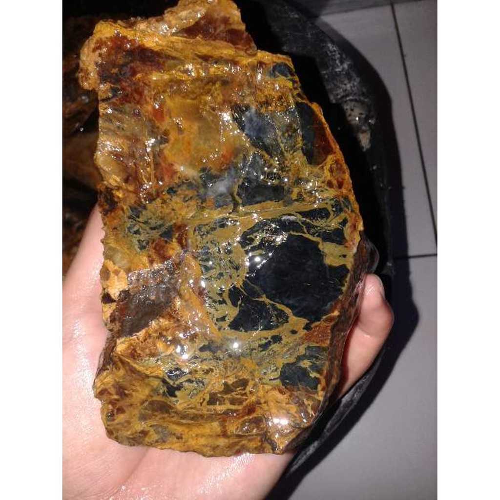 Bahan/Rough/Batu Blue Opal Serat Emas