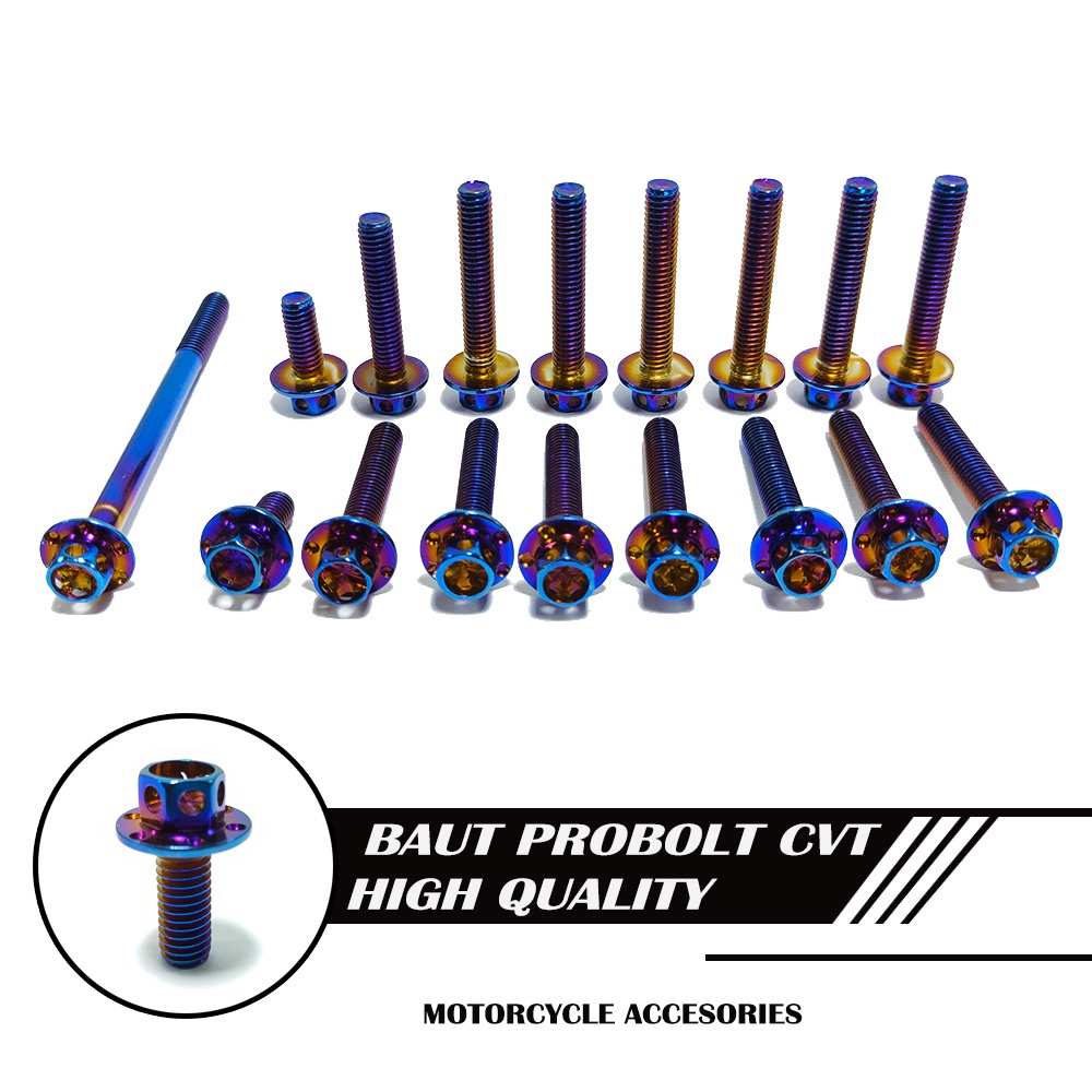 Baut Blok CVT Probolt Thailand Flower Gold - Blue Beat Scoopy Full Set flowers motor motor