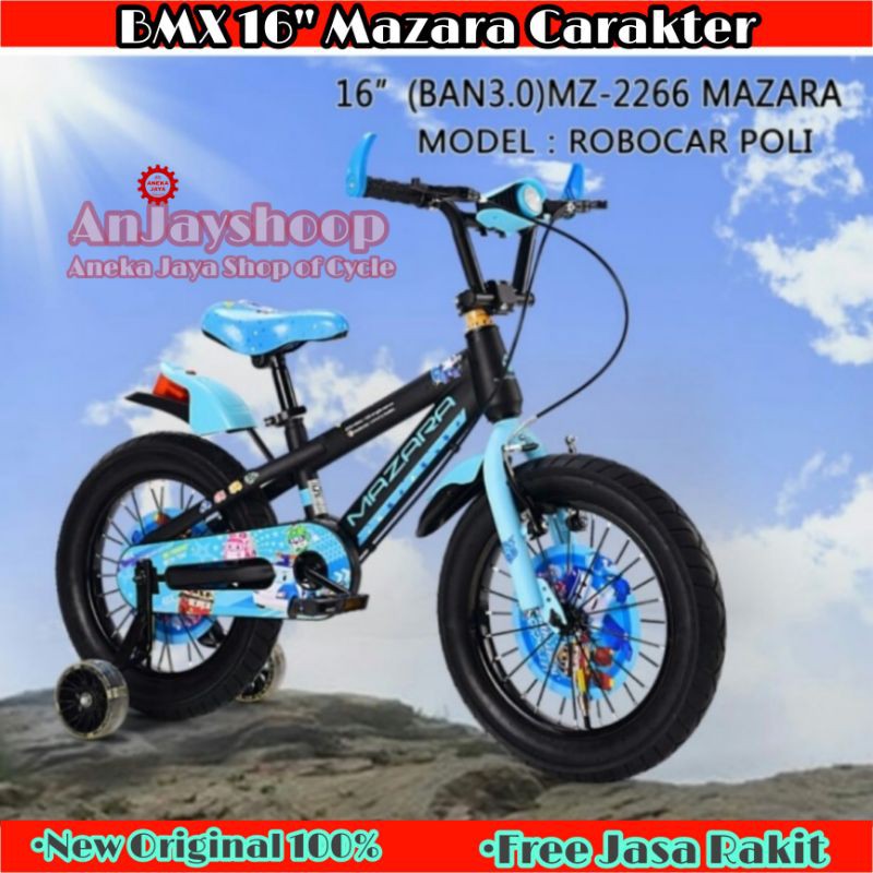 SEPEDA ANAK BMX 16 18 MAZARA MZ2266 ROBOCAR POLI