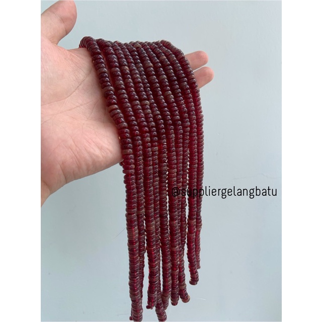 batu rondelle DARK RED quartz Beads 5 x 10mm spacer pembatas tasbih bahan perlengkapan muslim fashion sholat