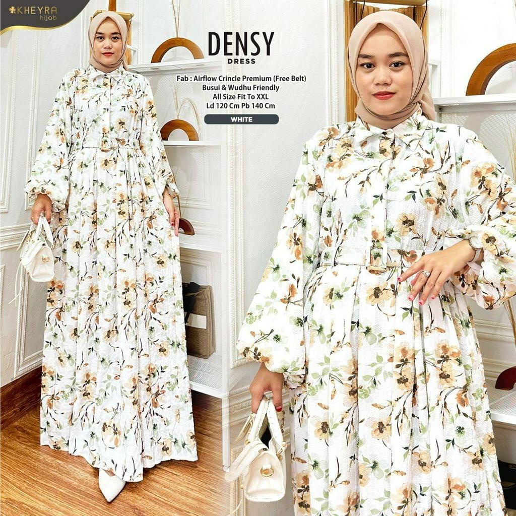 DENSY DRESS BERMOTIF BAHAN CRINKLE ORIGINAL KHEYRA