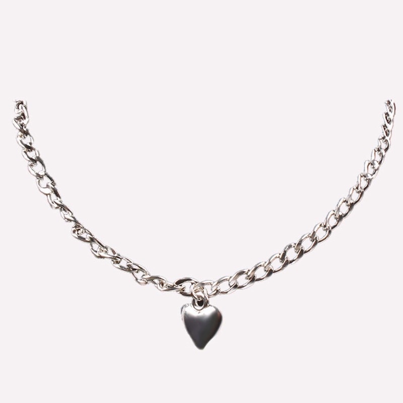 LMB LOVE HEART CHOKER BERLAPIS LOGAM SILVER DAN GOLD