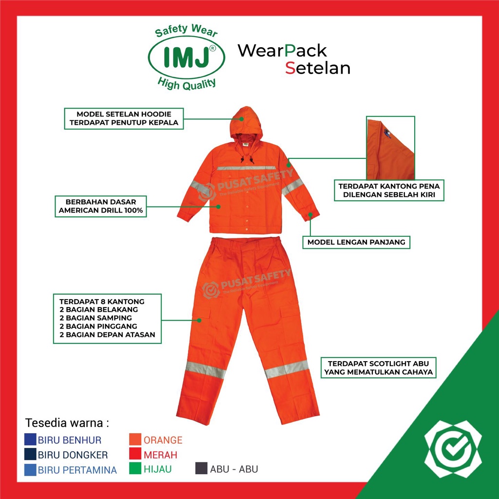 Wearpack Setelan Hoodie Baju Safety Seragam Kerja Proyek IMJ