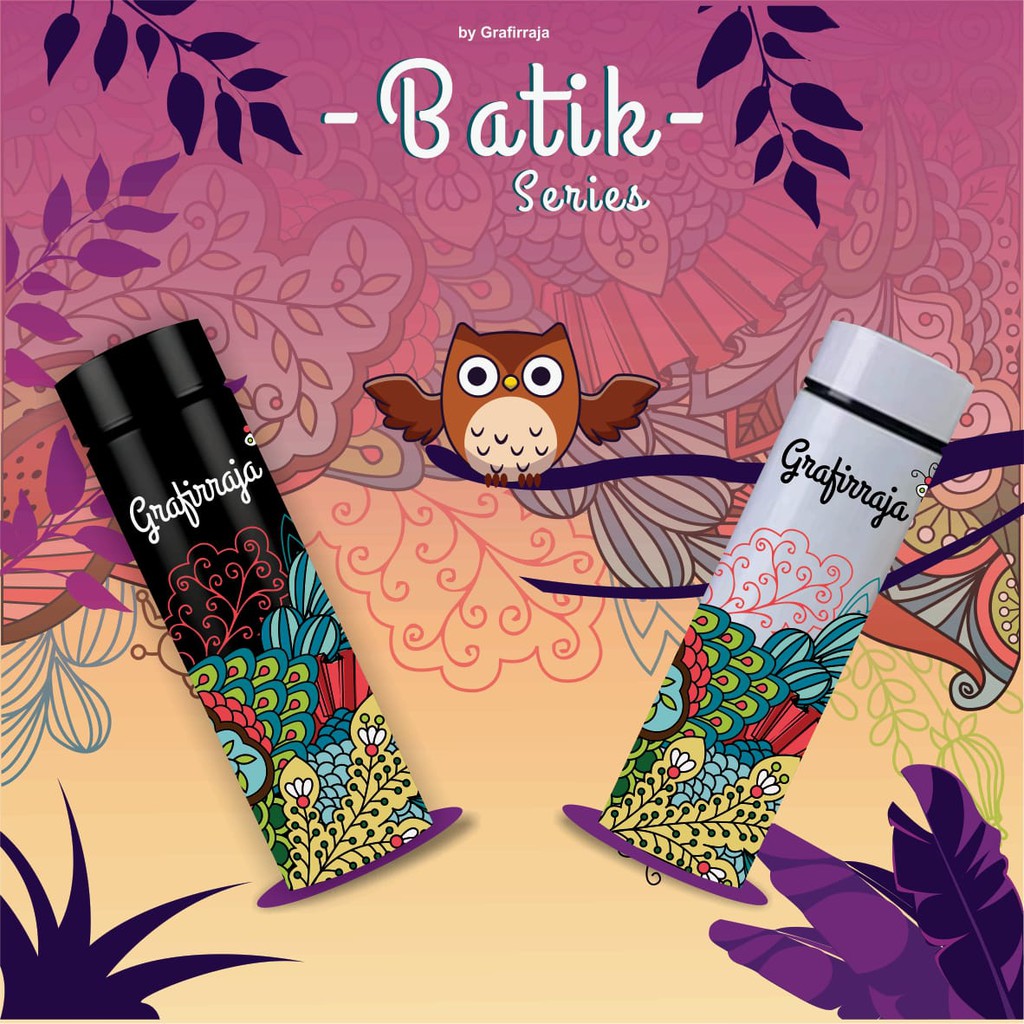 Tumbler Termos Grafirraja Premium Box Polos - Batik Series - Free Custom Nama