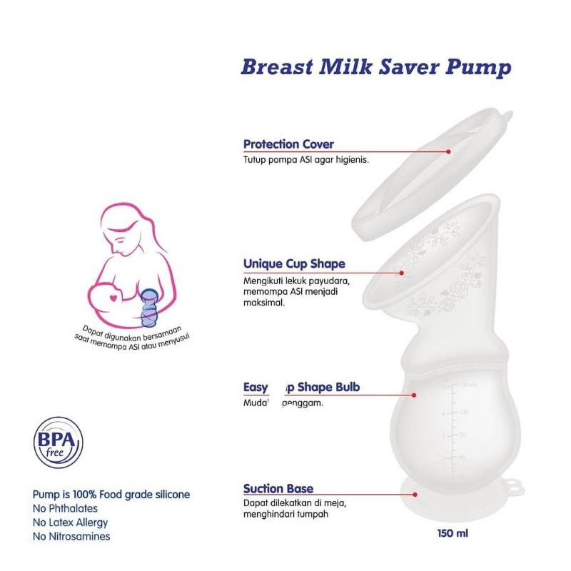 Babysafe pompa asi silicone 150ml BPM02 /milk saver pump