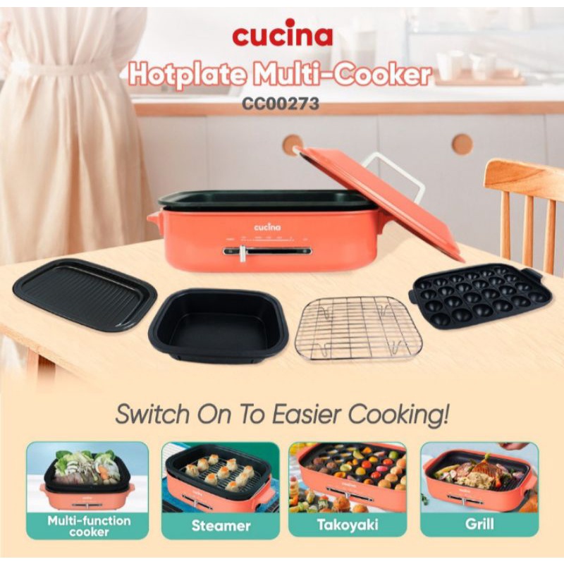 CUCINA HOTPLATE MULTICOOKER SALEM TAKOYAKI PLATE GRILL PLATE PANCI LISTRIK ELEKTRIK TRAVELCOOKER
