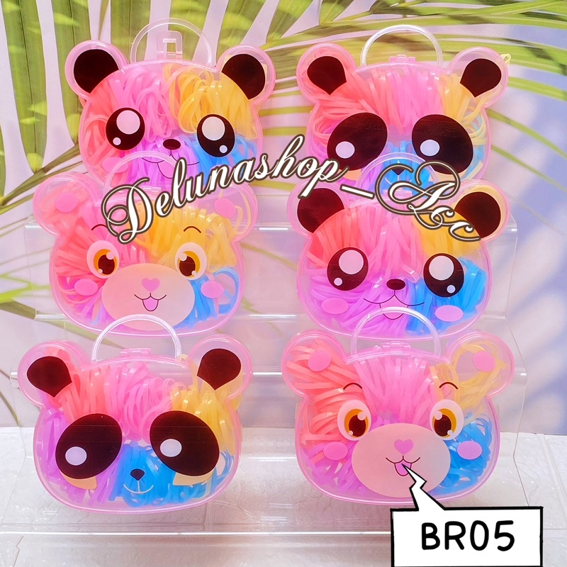 delunashop_Acc ikat rambut jepang box karet china motif kelinci dan bear
