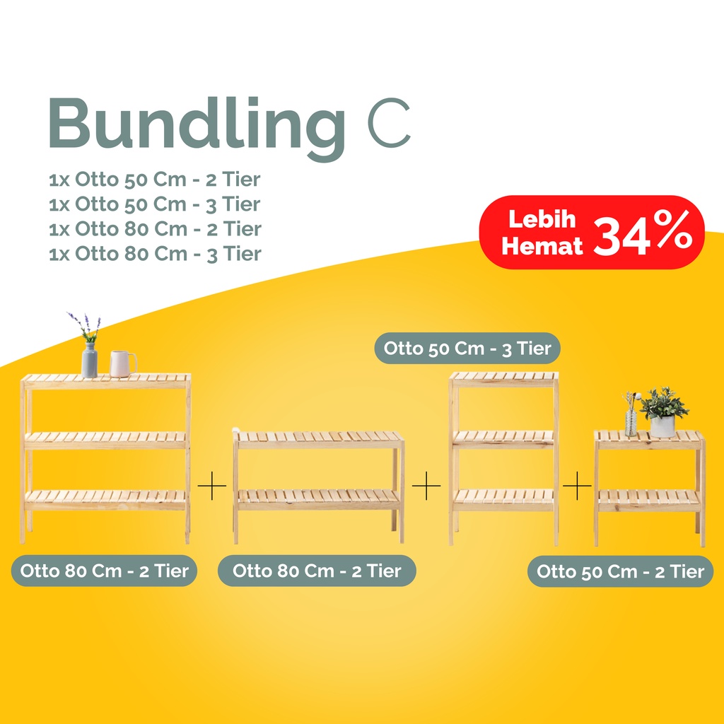 UP SPACE Paket Rak Serba Guna Otto Oana C / Rak Kayu / Rak Susun / Rak Multifungsi / Wooden Shelf / 