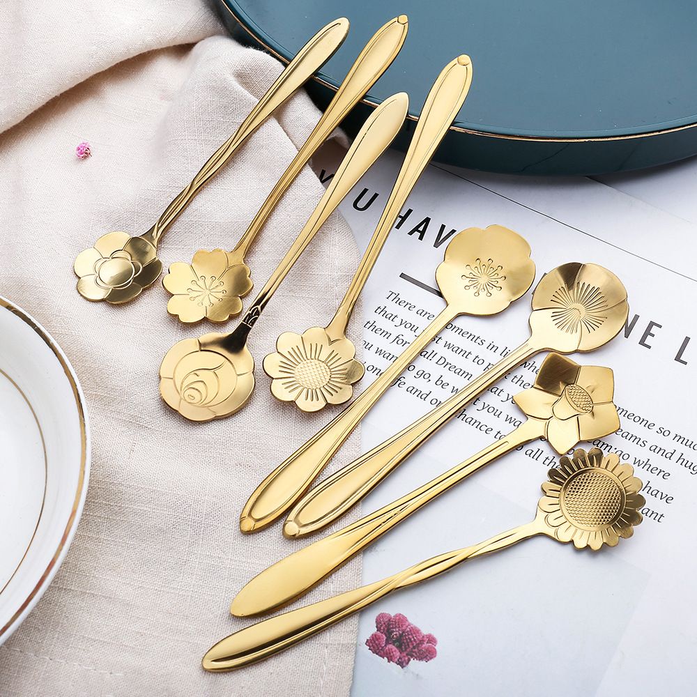 OS SENDOK TEH KOPI SET TEA SPOON COFFEE SPOON MEWAH ELEGANT SENDOK GOLD SENDOK DESSERT STAINLESS STEEL