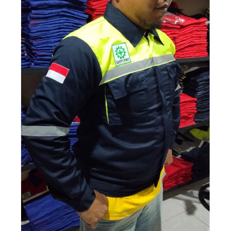 WEARPACK SAFETY / KEMEJA SAFETY / BAJU SAFETY LENGAN PANJANG / BAJU PROYEK KEREN / BAJU KERJA PRIA PROYEK / BAJU KERJA PIRA LAPANGAN / BAJU MEKANIK / BAJU WEARPACK / WERFAK PRIA KERJA / BAJU WEARPACK KERJA PROYEK / BAJU TAMBANG / DONGKER STABILO