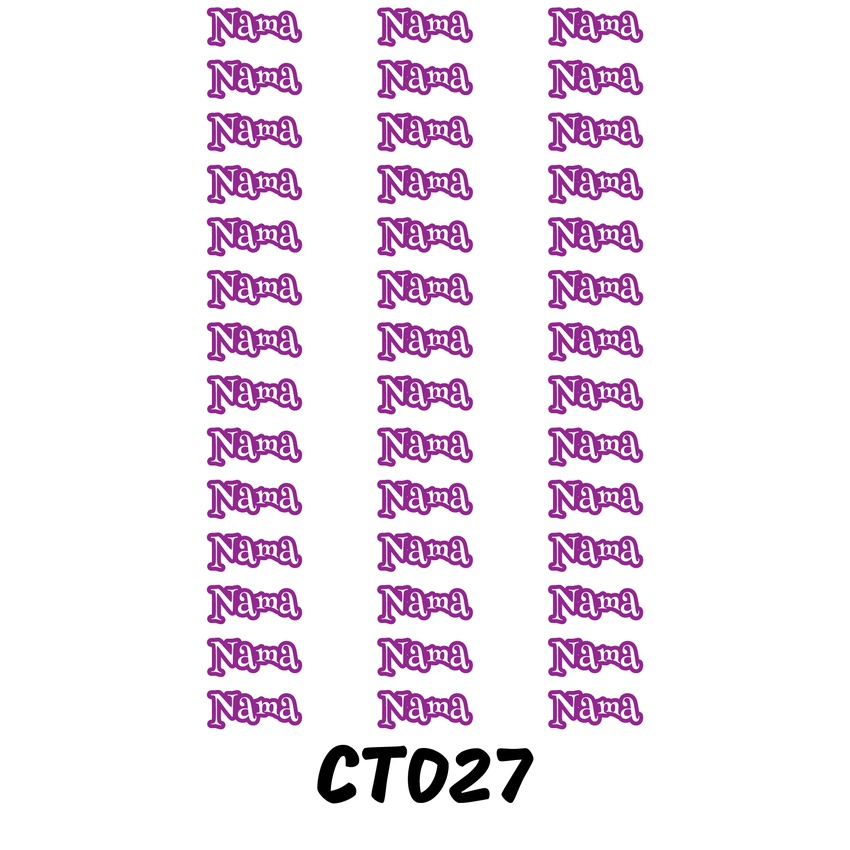 

Sticker Nama Cutting Label Waterproof Tahan Air Text 27 (CT027)