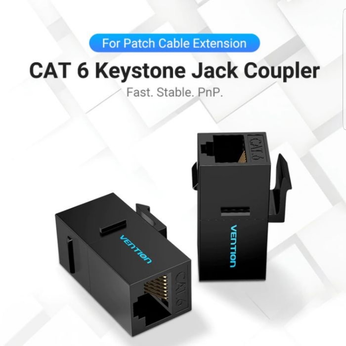 Vention IPGB0 Barrel cat 6 penyambung kabel lan rj45 penghubung