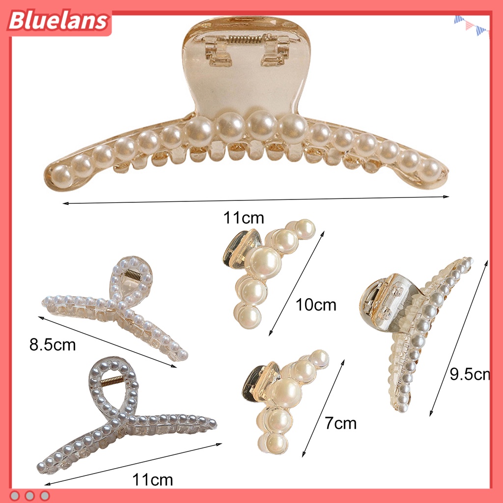 Bluelans Lightweight Hair Clip Faux Pearls Bright Color Hair Claw Stable Styling Accessories