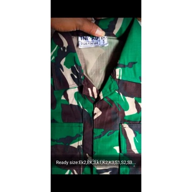 baju pdl loreng TNI AD bahan seritek tahun 2020