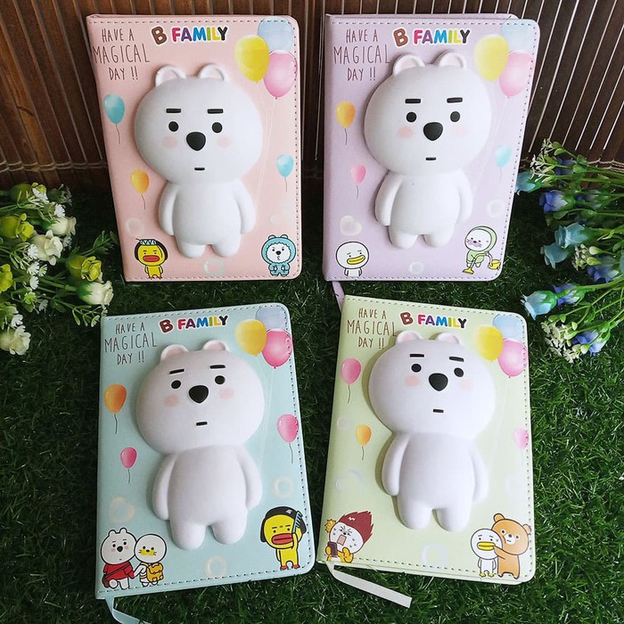 

Buku Diary Squishy Colorful Tebal Lembut - Character Bear
