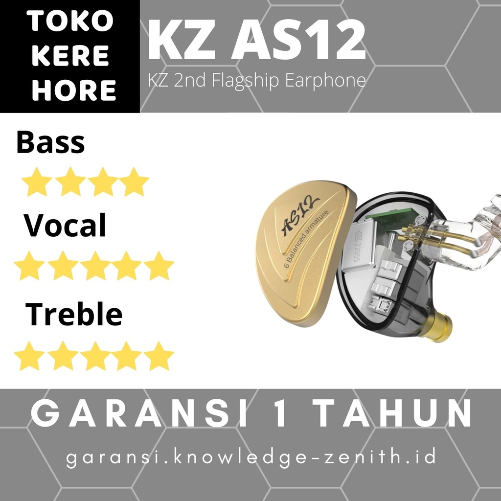 Knowledge Zenith KZ AS12 - 6BA - Earphone with MIC