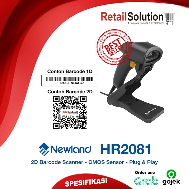 Barcode Scanner Handheld USB 2D - Newland AIDC HR2081 / HR-2081