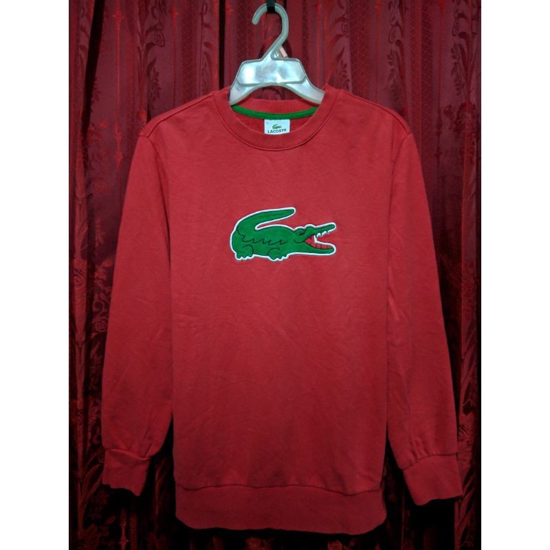 Lacoste Big Logo Crewneck merah red Hoodie Zipper Polo Lacoste Murah preloved