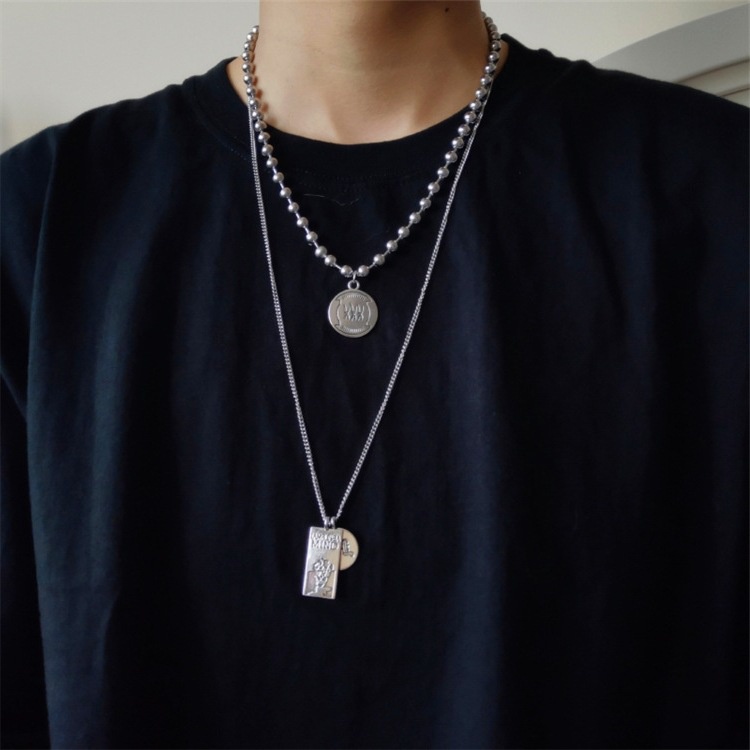 Gaya Korea retro punk kalung dingin ins selebriti Internet hip-hop aksesoris pribadi double-layer li