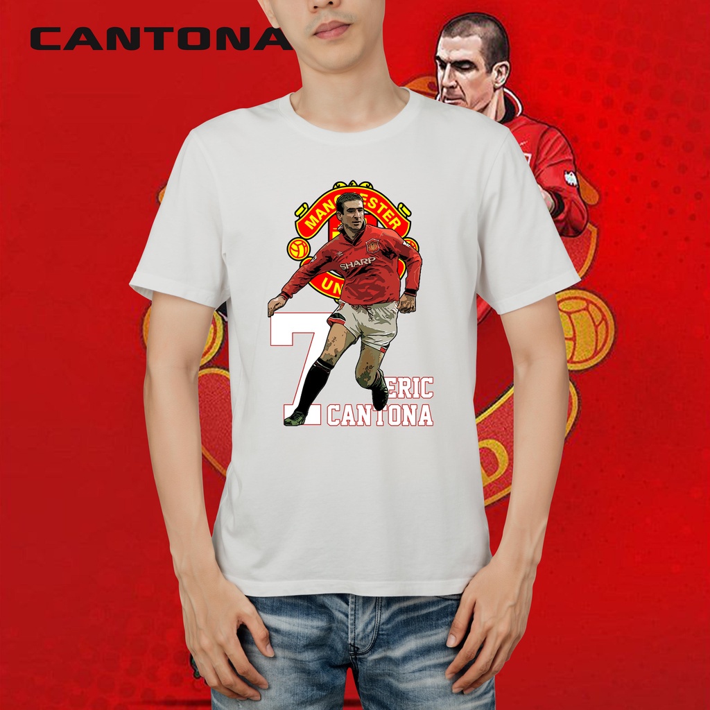 Eric Cantona Manchester United 7 T-shirt Graphic Putih Navy Hitam Kaos distro Kualitas Premium LIKA_