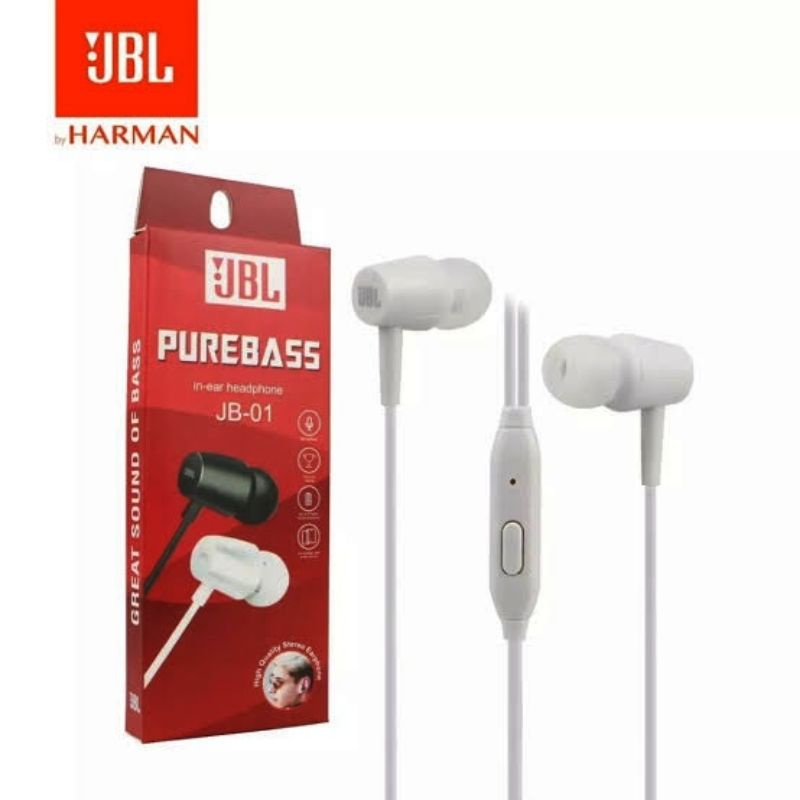 Handsfree Hansfree JBL JB01 Purebass Earphone JBL JB-01 Headset JBL JB-01 Stereo Bass