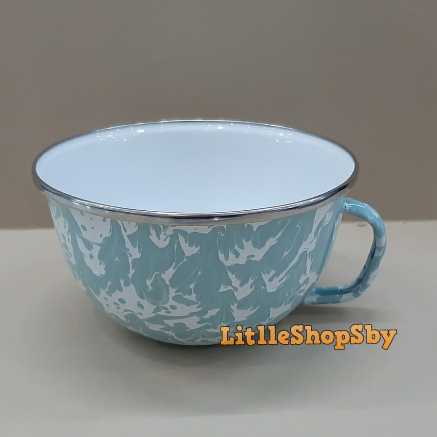 Soup Mug Enamel 14cm Biru muda Tosca Blirik doreng