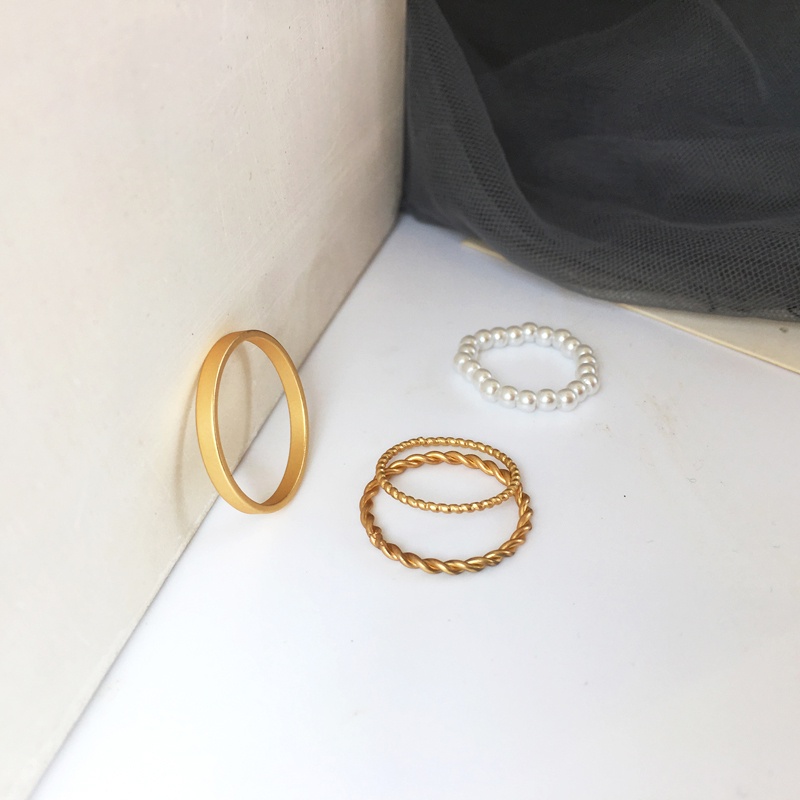 Set Cincin Kombinasi Mutiara Untuk Wanita