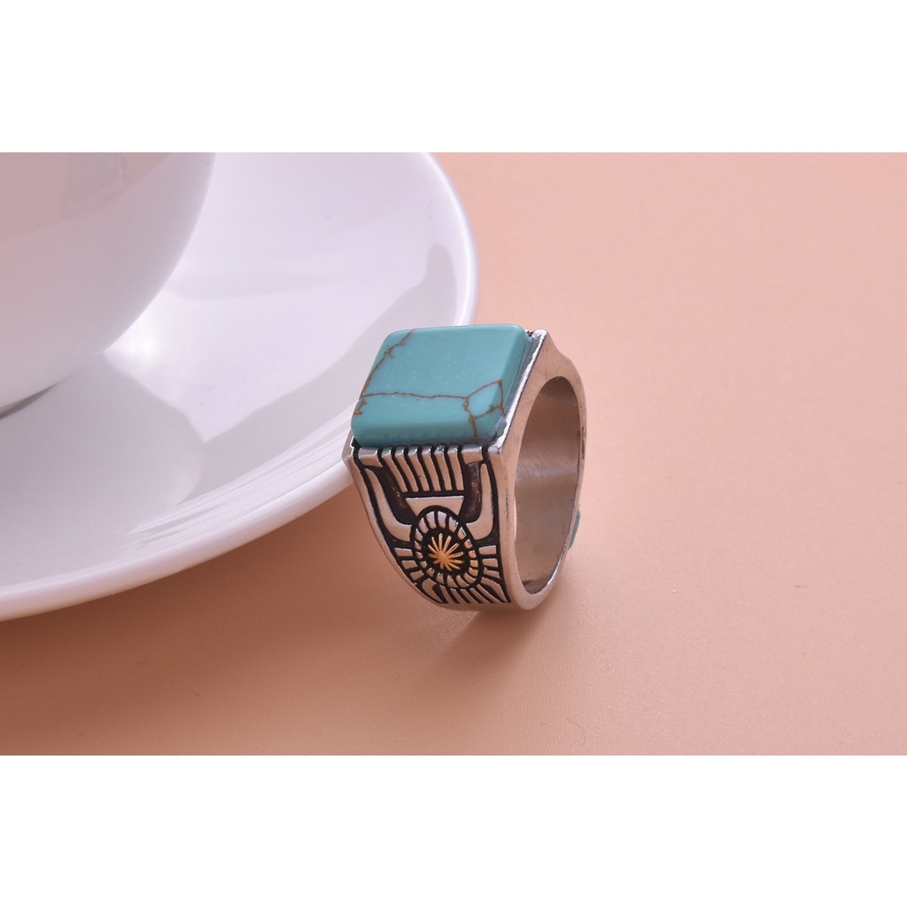 Cincin Sterling Silver 925 Dengan Batu Hias Turquoise Untuk Wanita Ccb62