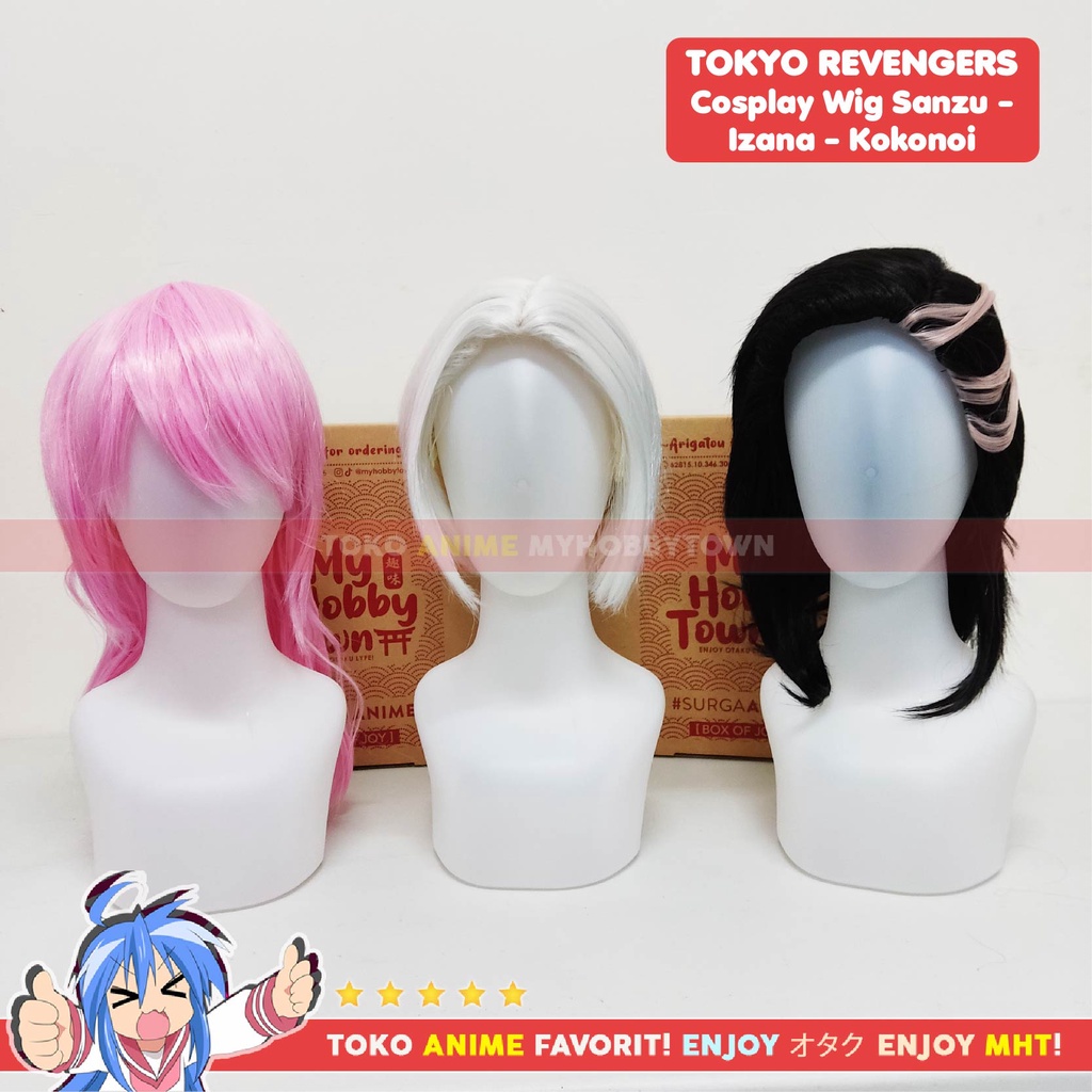 Wig Cosplay Anime Tokyo Revengers : Izana Kurokawa Tanjiku Silver - Rambut Palsu